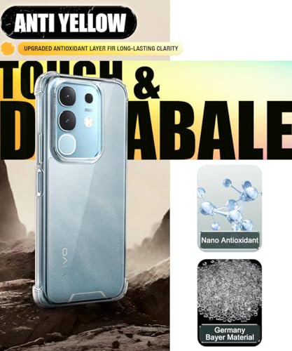 Image of WOW IMAGINE Ultra-Hybrid Crystal Clear Back Case for Vivo T4x 5G | iQoo Z10x 5G | Vivo Y31 Pro 5G | Shockproof Design | Camera Protection Bump | Hard Clear Cover with Cushioned Edges - Transparent