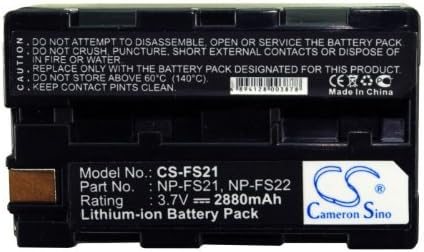 Cameron Sino Battery for Sony DCR-PC1, DCR-PC1E, DCR-PC3, DCR-PC3E, DCR-PC4, DCR-PC4E, DCR-PC5, DCR-PC5E, DCR-PC5L, DCR-TRV1VE PN:Sony NP-FS20, NP-FS21, NP-FS22 2880mAh