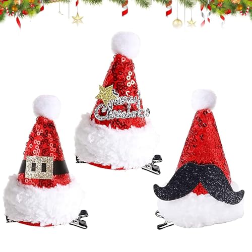 JOKILY 3 Stück Weihnachten Haarspange, Weihnachten Hut Haar...
