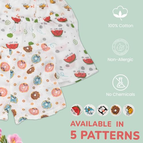 Image of BAYBEE New Born Baby Clothes Muslin Cotton Dress for Kids | Soft, Breathable Half Pant Set | Unisex, Comfortable & Stylish | Perfect for Sensitive Skin | Baby Shower Gift (Pack of 5) (Multi, L)