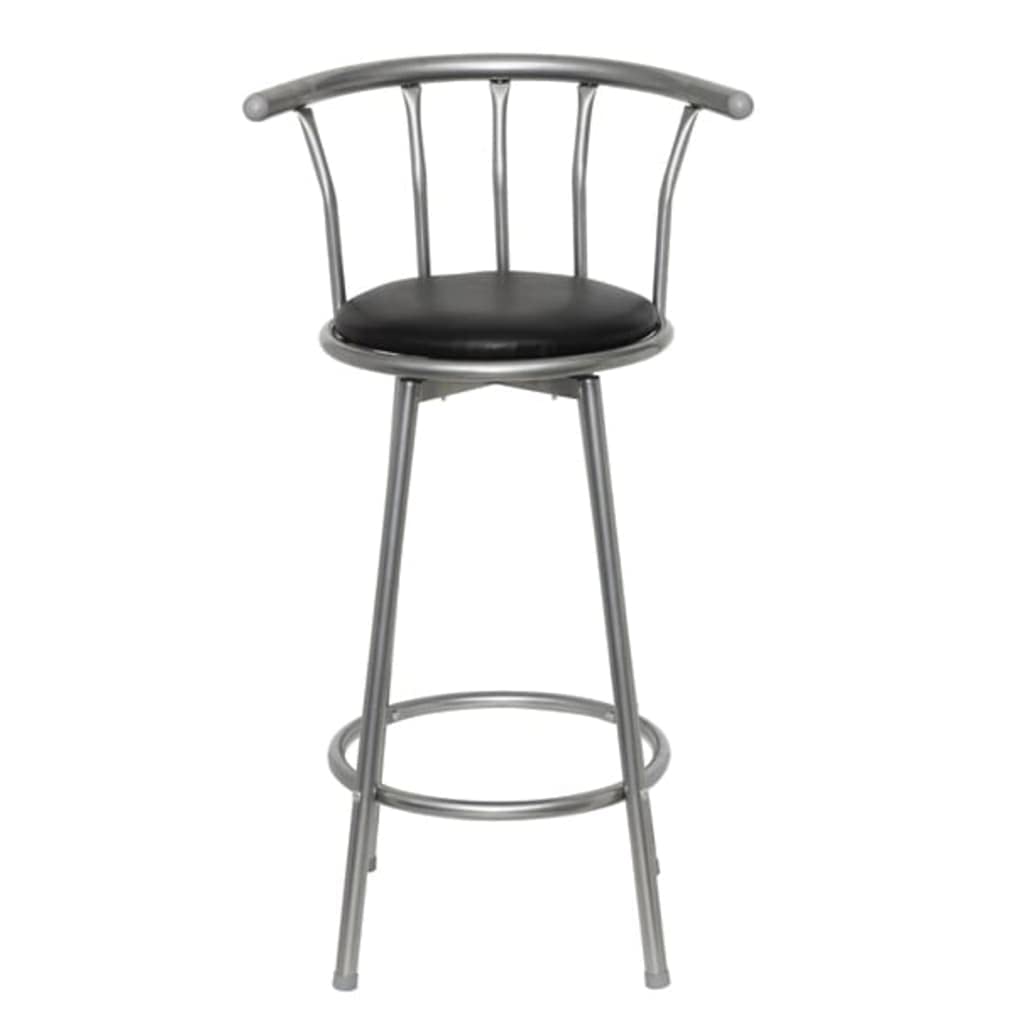 Tabourets de bar en cuir noir de haute qualité avec pieds acier