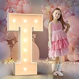 90cm Amarillo Letras Luminosas Decoración Cumpleaños Bautizo Fiesta, Cumpleaños Feliz Letras Decorativas, Letras LED Aniversario de Boda, La Fiesta de las Letras, Letras Luminosas Grandes, Letra T