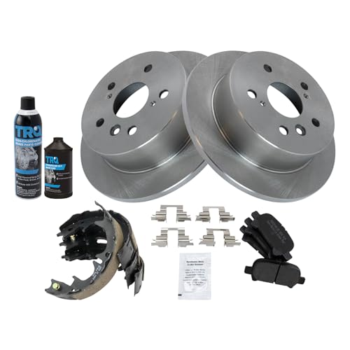 Image of TRQ Rear Brake Pad & Rotor Kit Semi-Metallic Compatible with 2005-2007 Toyota Avalon 2002-2006 Camry 2004-2008 Solara
