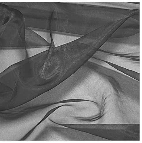 MDS Halloween Organza Fabric – Pack of 10 Yards, 44' Wide, Sheer Crystal Tulle for Haunted House Décor, Pumpkin Party Backdrops, Spooky Drapes, Costumes, DIY Crafts & Themed Events - Silver Gray