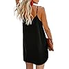 AlvaQ-Women-Summer-Spaghetti-Strap-Button-Down-V-Neck-Sleeveless-Casual-Mini-Dress AlvaQ Women V Neck Spaghetti Strap Tunic Short Dress Loose Button Down A Line Swing Mini Dresses Black Large