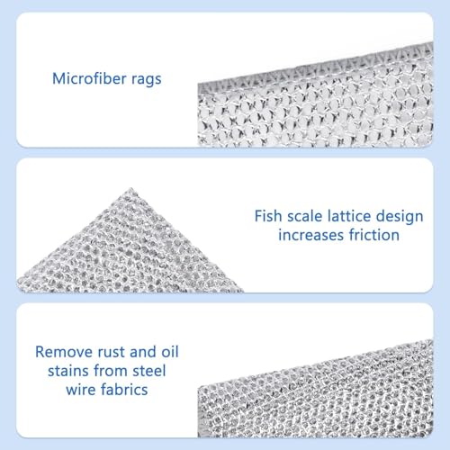 Image of HOUSELY Non Scratch Wire Dish Cloth (Pack of 10), Steel Scrubber for Utensils Cleaning, Multipurpose Wet and Dry Cleaning, Stainless-Steel Dish Wash Scrubber for Washing Dishes, Sinks, Counters
