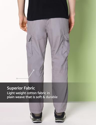 Image of Symbol Premium Men Lightweight 100% Cotton Cargo Pants - Relaxed Fit | Casual & Travel Wear | Pure Cotton (Available in Plus Sizes)