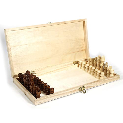 MRKU Set di Scacchi in Legno Scacchiera Pieghevole Internazionale Gioco di Scacchi in Legno Backgammon Walk Entertainment Versione Inglese Scacchi