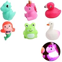 Baby Bath Toys 6 Pcs Light Up Bath Toys LED Colorful Kids Toddler Sensory Toys for Autism Floating Toys Set Bathtub Toy for 3-6 Year Old Boys Girls Flashes Lights Water Toys for Toddlers