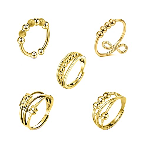 HSAJS 925 Silber Angst Ring für Frauen Männer Fidget Ringe Für Angst...