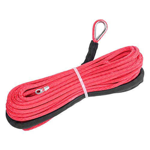 Synthetische Windenseil Windenleine Zugseil 4,8 Mm X 15 M Kunstfaser 5500 Lbs Bruchfestigkeit Wasserdichtes Zubehör für ATV UTV-Anhänger(rot)