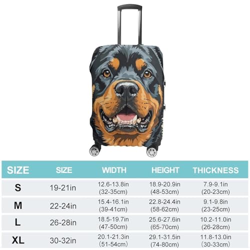 Cool Rottweiler Dog Art Luggage Cover, Elastic Luggage Protector Fits 19-32in Suitcases, Washable & Anti-Scratch Suitcase Cover for Men Women M2