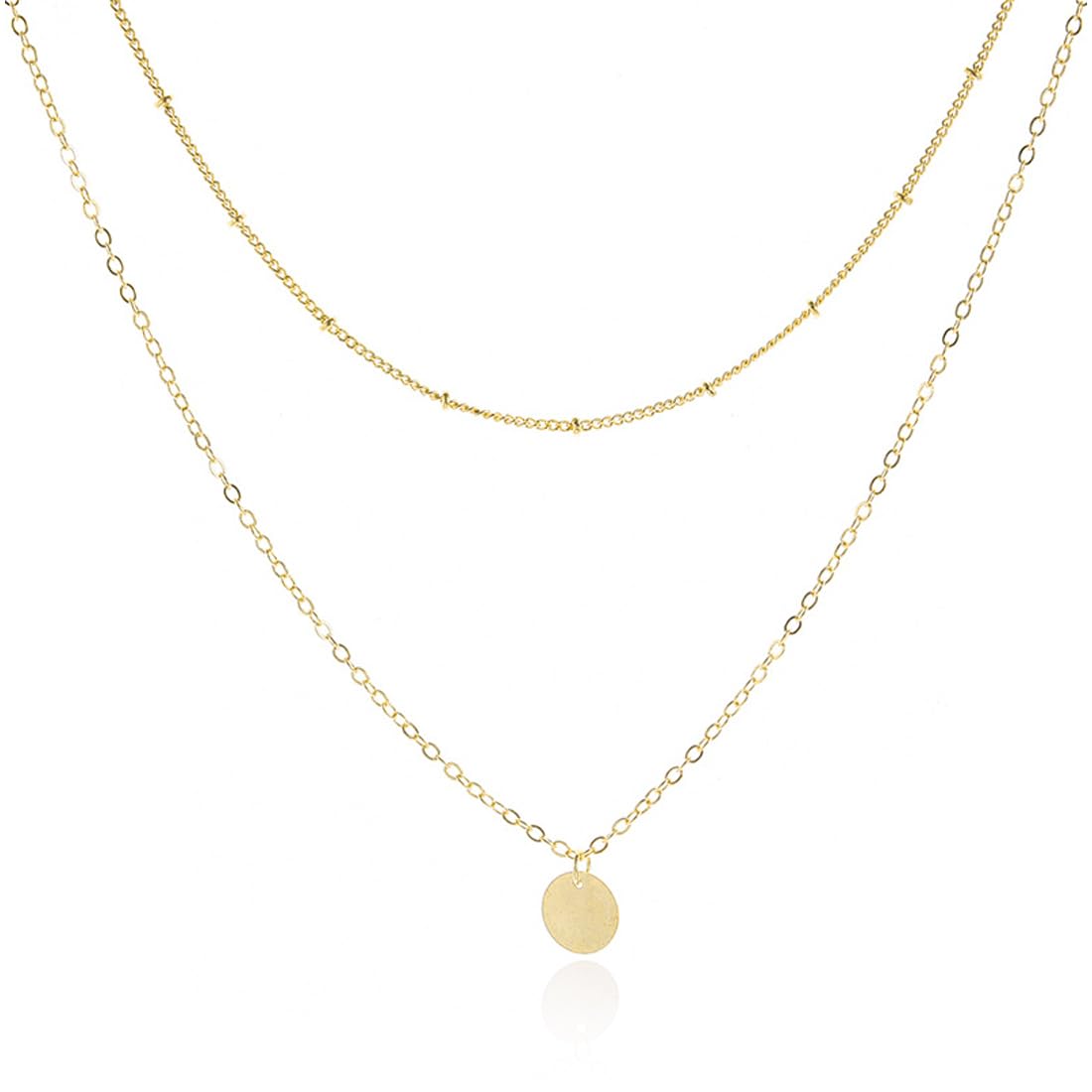 LuLiyLdJ LuLiyLdJ Collar de Mujer, Collares de Mujer, Collar con Colgante de Lentejuelas de Doble Capa (Oro), 1 Pieza