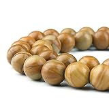 Cuentas de piedra natural para hacer joyas, grano de madera de 10 mm para pulseras, semipreciosas redondas (34-37 piezas)