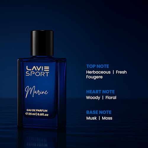 Image of Lavie Sport Marine | Long Lasting Perfume for Men | EDP 25ml | Lavender, Sandalwood, Mint, Jasmine, Musk, Amber, Oakmoss | Premium Unisex Fragrance