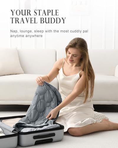 Image of Cottonblue Weighted Lap Blanket Pad 5 lbs 36 inch x 48 inch, Cozy Luxury Crystal Velvet Weighted Blanket for Adults, Small Weighted Blanket Throw All Season for Travel Relaxation Sleeping, Grey Heavy Blanket