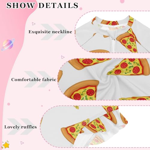 Pizza Slice Repeated Pattern Girls Rash Guard Swimsuits Long Sleeve One Pieces Bathing Suit UPF 50+ Zipper Swimwear4