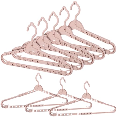 SHINEOFI Perchas Plegables Extra Anchas para Ropa, 8 Piezas Color Rosa, Diseño Ajustable Multifuncional de PP para Secar y Organizar Prendas