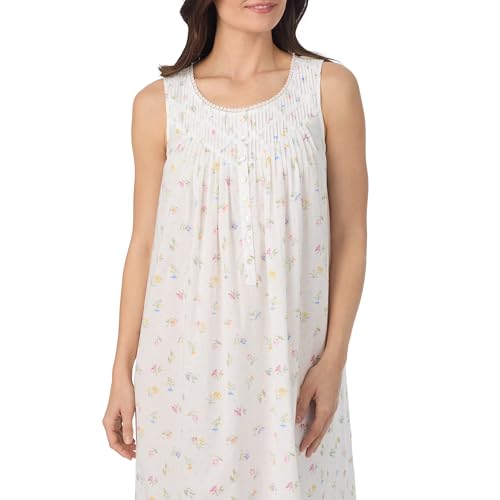 Image of Eileen West Sleepwear & Loungewear for Women - Poetic Woven Lawn Collection - 100% Cotton Lightweight Sleeveless Nightgown