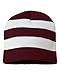 Sportsman - Rugby Striped Knit Beanie - SP01 - One Size - Maroon/ White