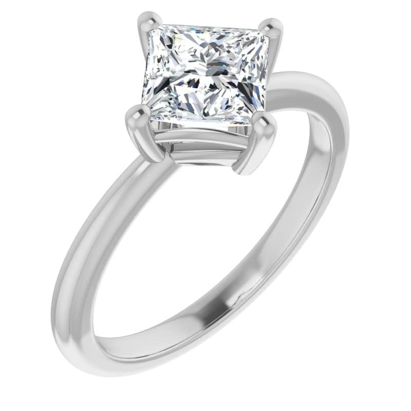 Customize Jewel 1.0 Carat Princess Excellent Cut Moissanite 2 mm Four-Prong Kite-Set Solitaire Engagement Wedding Ring In Silver 925 For Women,D-VVS13