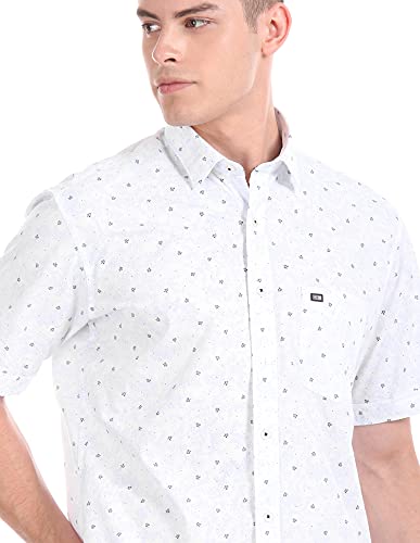Image of Arrow Men's Regular Fit Sports White Printed Shirt