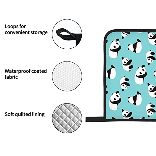 Nhbfcds Cute Panda Oven Mitts And Pot Holders Sets, 4 Piece Set, Heat Resistant Polyester Gloves And Pads For Kitchen Cooking Baking Grilling Bbq, One Size #TOP4
