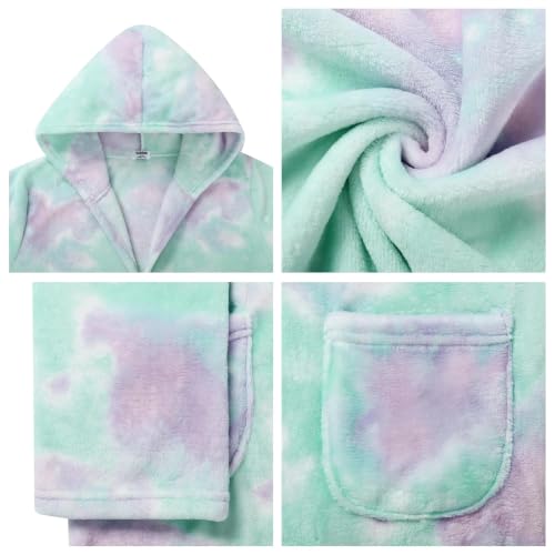 Image of V.&GRIN Girls Fleece Hooded Robe, Soft Unicorn Bathrobe for Kids 5-14 Years