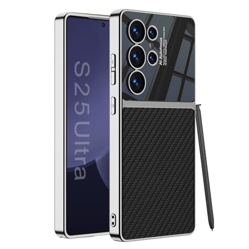 JOWILIN for Samsung Galaxy S25 Ultra Case, Ultra-Thin Electroplated PU Leather Case, Full Body & Camera Protective Cover, Shockproof Anti-fingerprint Case, Business Luxury Design (Carbon Fiber)