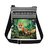 XiaoGalaee Forest Fox Print Messenger Bag Adjustable Strap for Adult Teens Sisters Crossbody Bag Birthday Holiday Gift Idea​​ for Fox Lovers Outdoor Travel Crossbody Purse