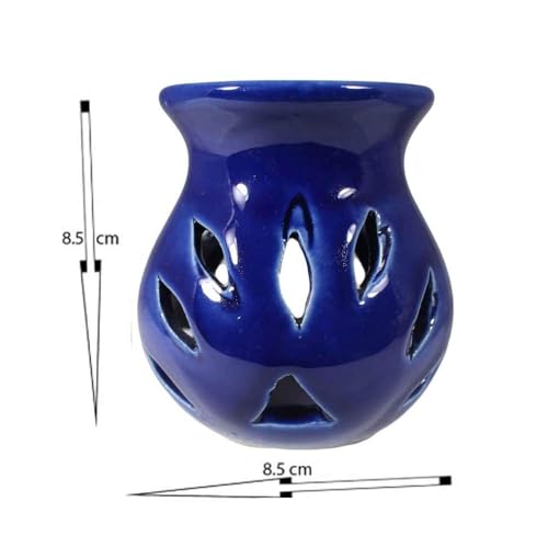 Image of Pure Source India Ceramic Clay Oil Burner Aroma Diffuser (Navy Blue) Set of 2