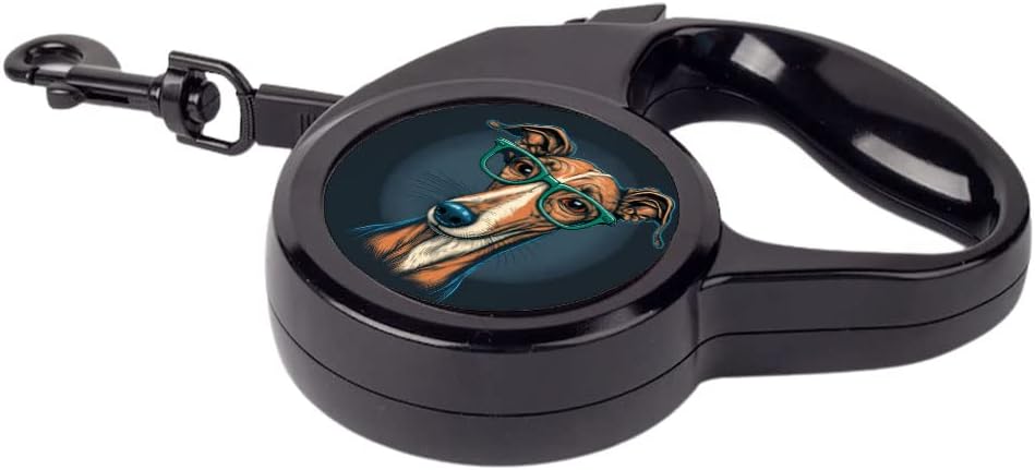 Dog with Glasses Retractable Pet Leash - Funny Leash - Art Dog Leash - 197 inches