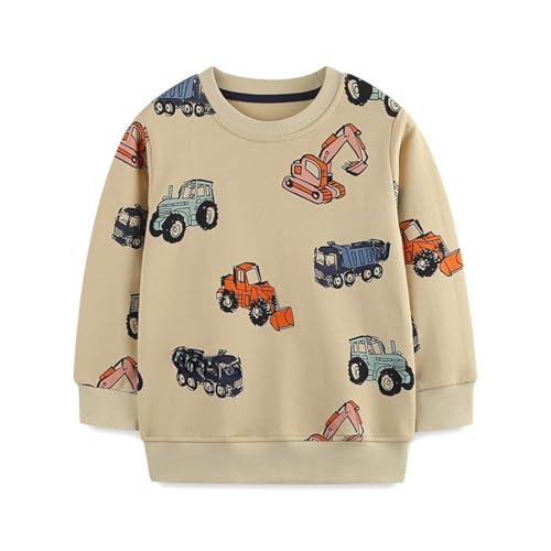 Toddler Boys Truck Sweatshirts Cotton Crewneck Long Sleeve Pullover T Shirt 1 to 8 Years Comfort Fall Tops Tees