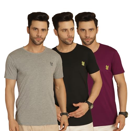 Image of Mack Jonney Solid Round Neck Cotton Half Sleeves Tshirt for Men(Pack of 3)-MACK634866