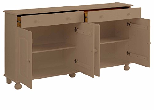 Image of APRODZ Solid Wood Sideboard Cabinet for Living Room | Wooden Storage Cabinet with 3 Drawers & 3 Doors | Kitchen Crockery Cabinet | Drawer Cabinet for Dining Room Bedroom & Home | 161x35x79 cmWaran Tan