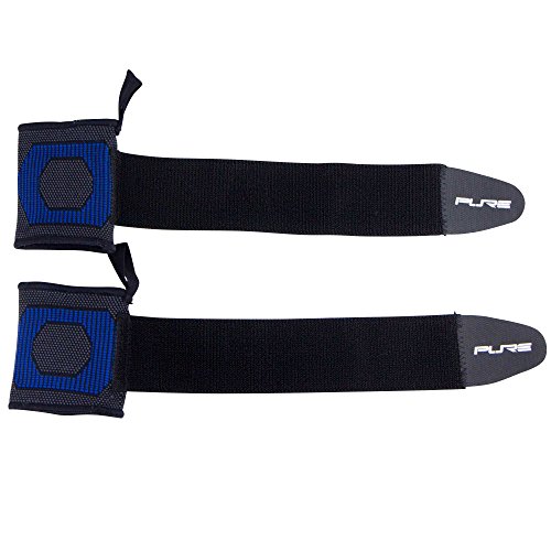 Wrist Support Compression Sleeves with Adjustable Straps for Perfect Fit - Relieve Carpel Tunnel, Wrist Pain – Use for Working Out, Yoga, Bowling (M, Black/Blue)
