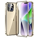 KumWum Magnetic Case for iPhone 14 Plus Front and Back Protection Ultra-Thin Tempered Glass Screen P