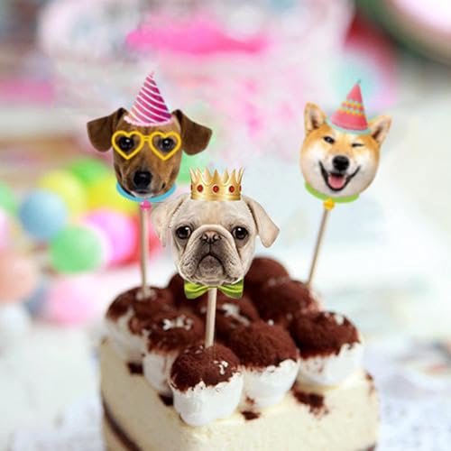 Cake Deko Hund 24 Stück Kuchen Deko Hunde Cute Geburtstagstorte Deko Hund Tier Torten Topper Für Geburtstagsdeko, Themenparty, Babyshowerparty (B)