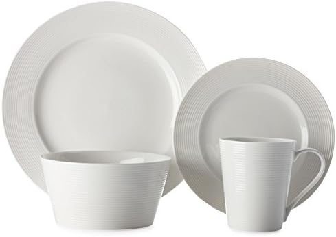 Casa Domani Casual White Evolve Porcelain Oven, Microwave & Dishwasher Safe 16 Piece Dinnerware Set