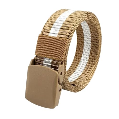 Trendy Canvas Belt for Men & Women – Casual Woven Belt Without Metal Buckle, Adjustable No-Hole Automatic Strap for Youth, Students (Multiple Colors)(Khaki)