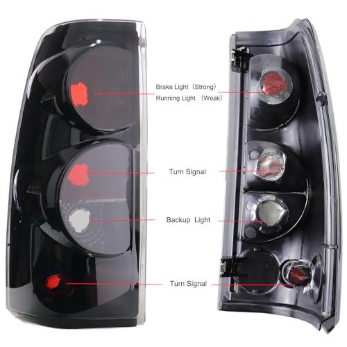 Image of MOCW Tail Light Compatible With 1999-2006 Chevy Silverado 1500 2500 3500 2007 Classic,1999-2002 GMC Sierra 1500 2500 3500 Taillight Housing Replacement Left Driver & Right Passenger Side, Black /Smoke