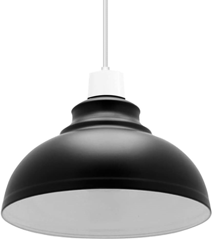 Black Inner White Lamp Shades, 11.41" Metal Light Shade, Modern Lampshades for Ceiling Lights, Wall Lamps and Floor Lamps, Easy Fit Pendant Light Shades Ceiling for Living Room, Bedroom, Kitchen