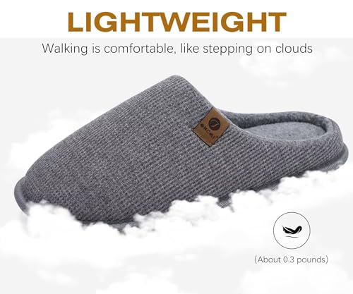 ONCAI Mens Slippers with Cushion Memory Foam Cotton-Blend High-Density Warm House Slippers for man 2026 Slip-on Indoor Outdoor Comfortable Best House Shoes Rubber Sole Grey Size 12 US by ONCAI - Used condition - Image 6
