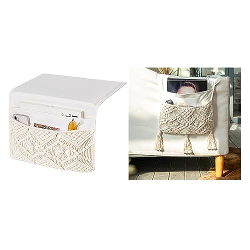 Mkono Macrame Bedside Caddy Storage Organizer Boho Remote Control Tablet