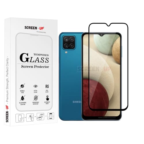 Image of ScreenUp Tempered Glass For Samsung Galaxy A12 Nacho - Ultra Clear, 9H Scratch Resistant, Full Coverage, Easy Install Screen Protector