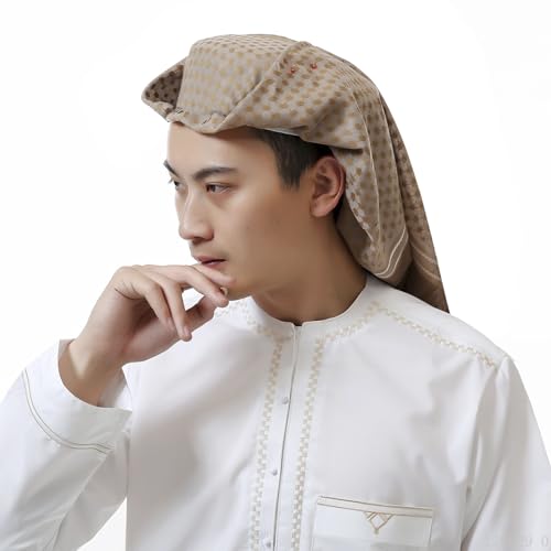 Image of PURFUN Men's Large Arab Shemagh Headscarf Muslim Headcover Shawl Keffiyeh Arabic Scarf