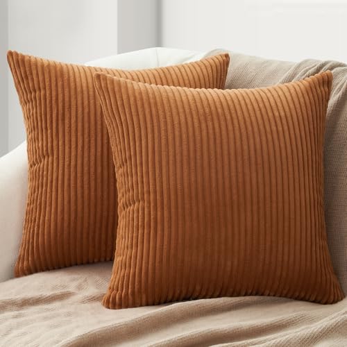 Topfinel Kissenbezug 50x50 Herbst Karamell Orange 2er Set Cord...