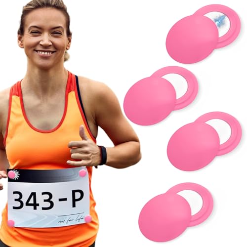 NJCXOLA Dorsales Running, 4 Pares Imanes Porta Dorsal Running, Fijación Magnética Dorsal, Imanes Porta Dorsales para La Fijación del Número de Carrera, Accesorios de Maratón - Rosa