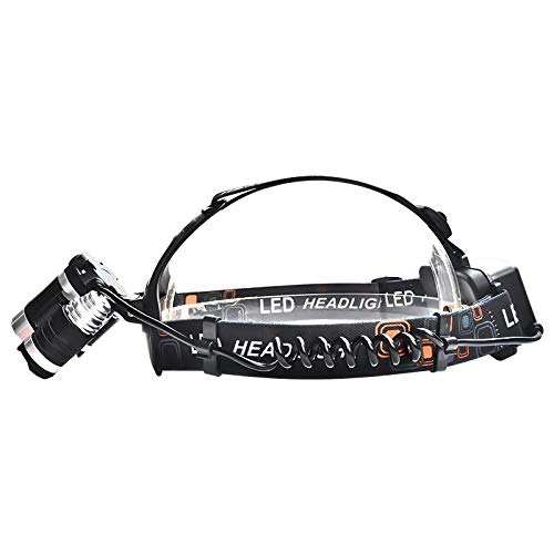 Akumulatorowa latarka czołowa LED, Latarka czołowa Outdoor Long-Range Three-Beam Latarka czołowa Ładowanie LED Wędkarstwo Polowanie(A)