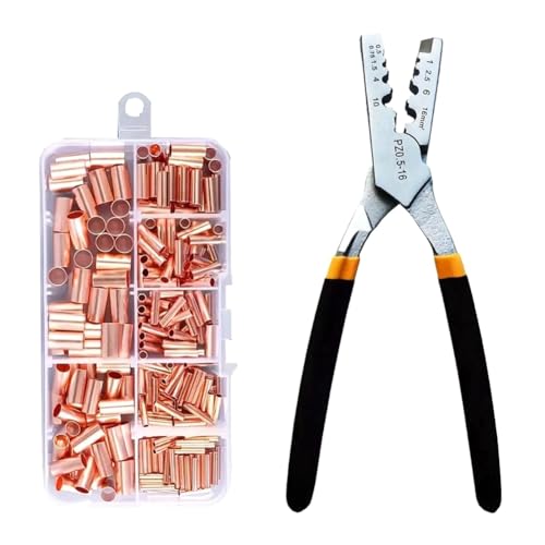 Surluoen 250 Piezas GT - Juego de Terminales de Cable para Tubos de Cobre Pequeños con Alicates de Engarce